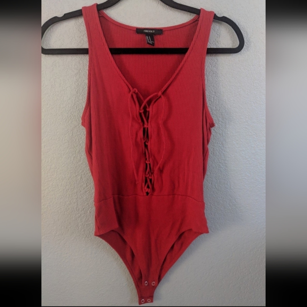 Women's Rare Retro Red Bodysuit Costume Cosplay Party Clown Core Emo